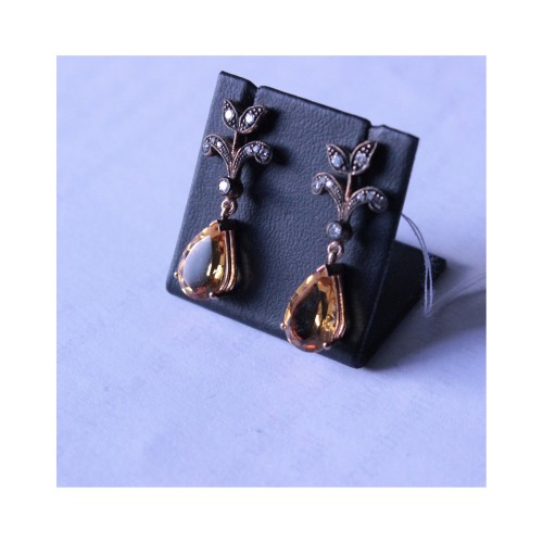 Antika Damla Safir Elmas Küpe